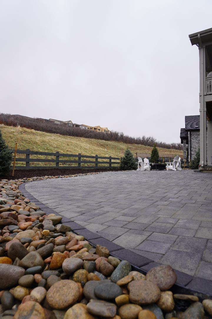 patio edged with rocks