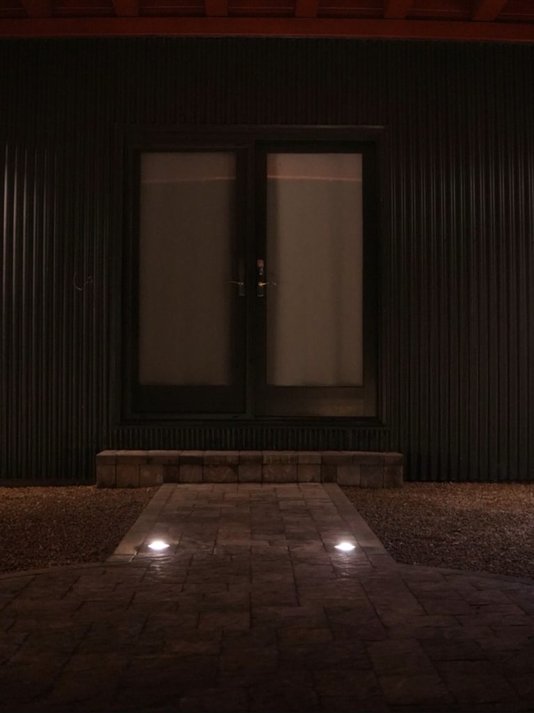 lights in the ground of the patio